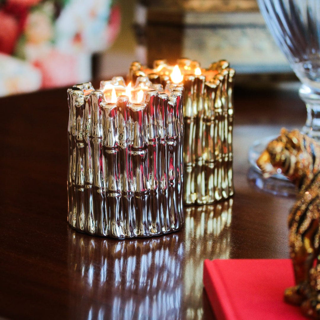 Silver Sagano Candle – Fresh Bamboo Scented Candle in Silver Finish