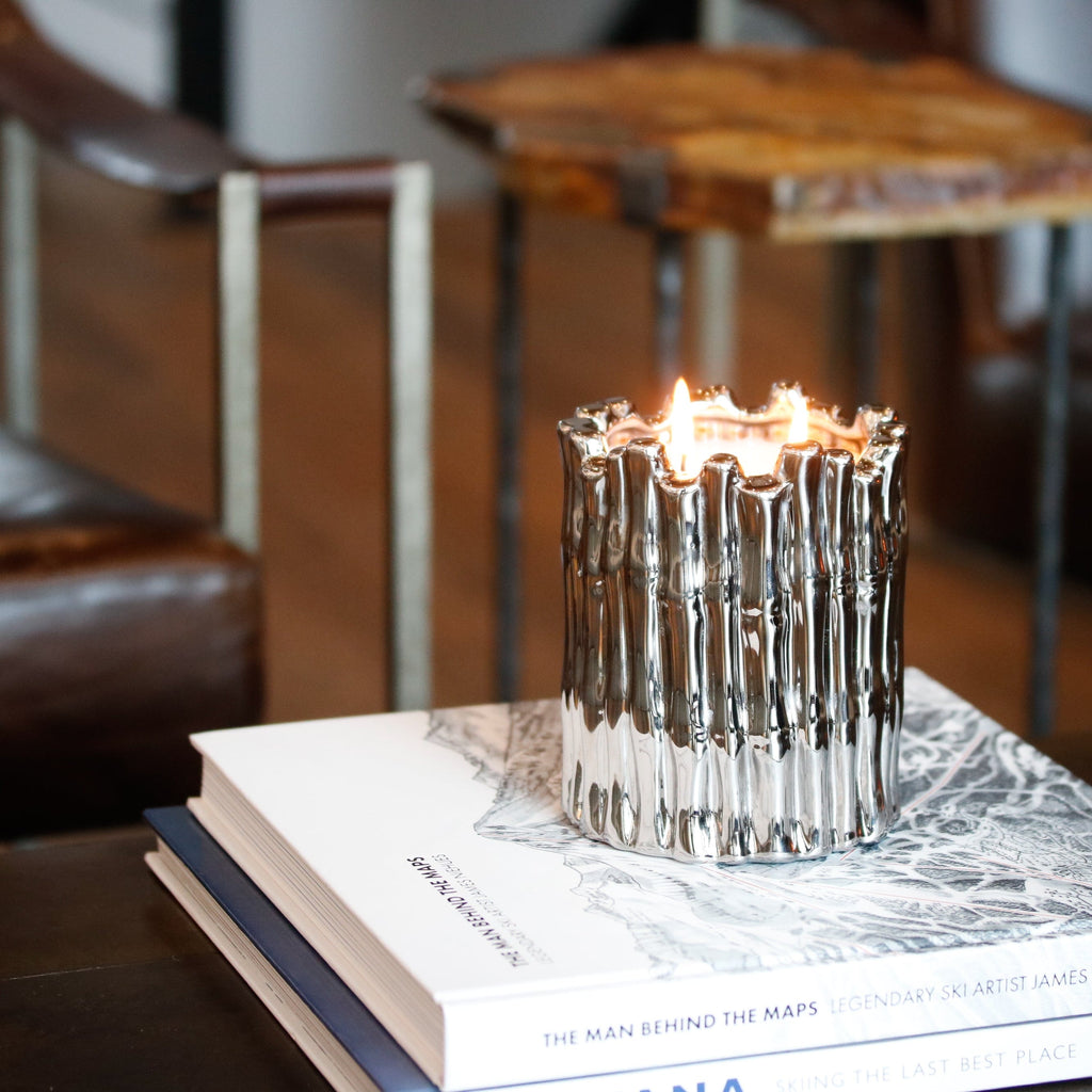 Silver Sagano Candle – Fresh Bamboo Scented Candle in Silver Finish