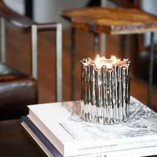 Silver Sagano Candle – Fresh Bamboo Scented Candle in Silver Finish