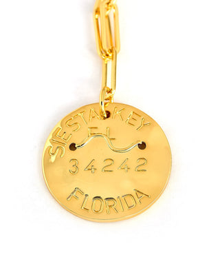 Beach Tag Charm Necklace – 18k Gold Plated