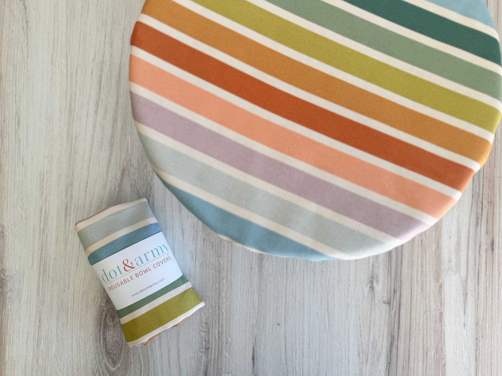 Elegant Reusable Bowl Cover – Beach Chair Stripe Cotton Kitchen Cover