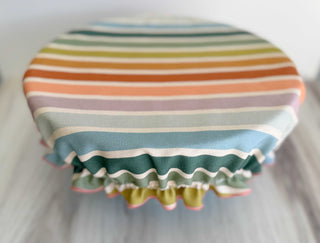 Elegant Reusable Bowl Cover – Beach Chair Stripe Cotton Kitchen Cover