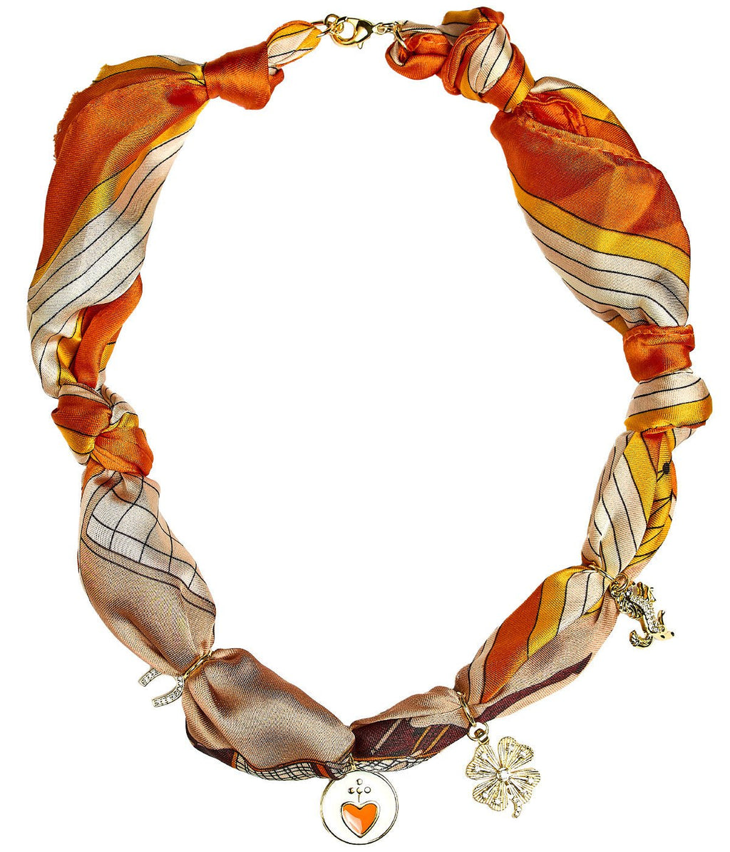Bebe - Horse Orange Charm - Scarf Necklace