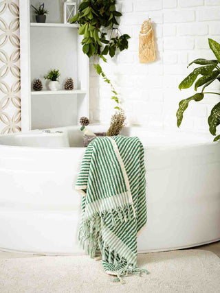 Striped Bath Towel | Organic Turkish Cotton Plush Jacquard Towel