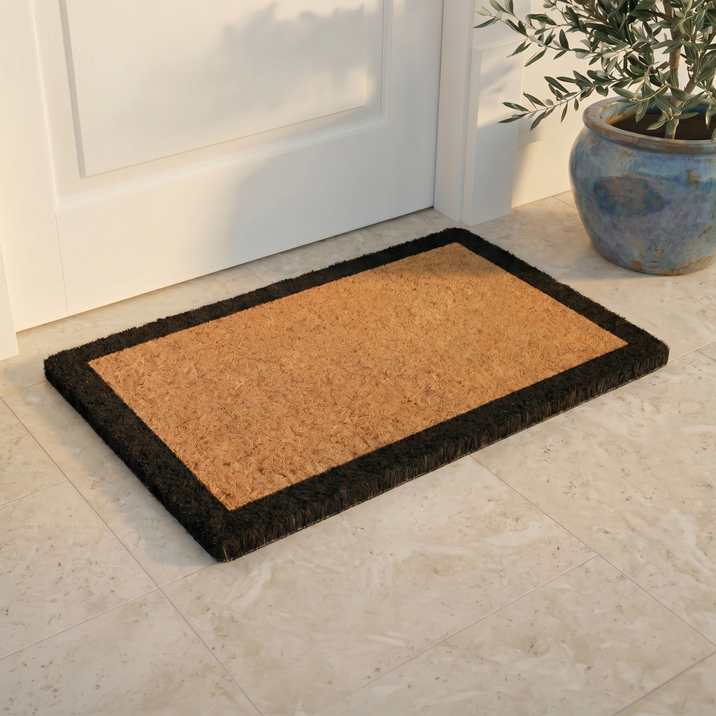 Black Border Natural Coir Doormat