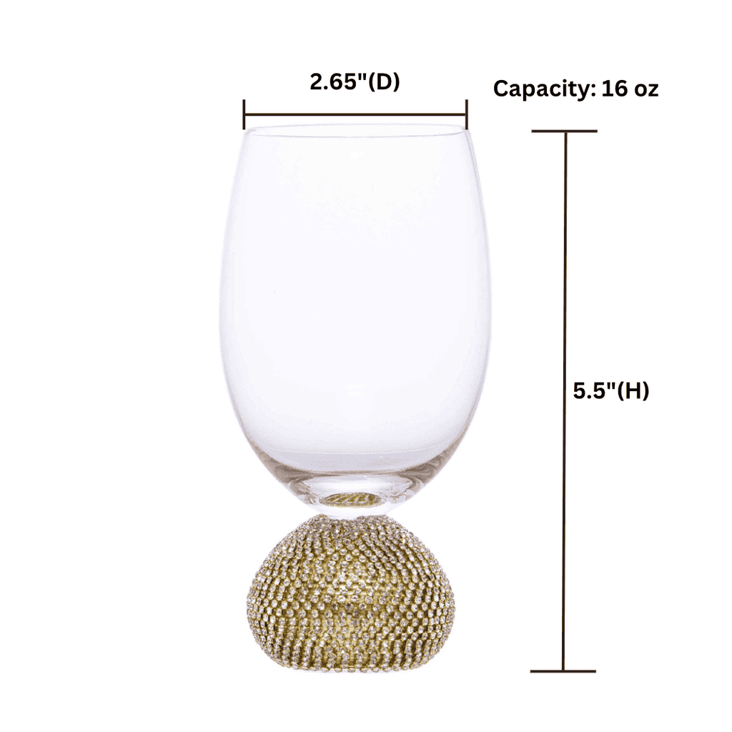 Crystal Bling Stemless Wine Glasses – Set of 2
