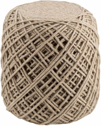 Bellingen Gray Handwoven Textured Pouf – Natural Decorative Floor Seat