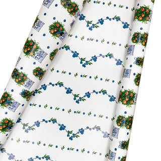 Reversible Orange Citrus Boxwood & Trellis Gift Wrap | Elegant Double-Sided Wrap