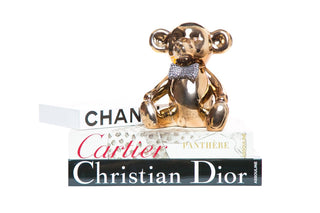Bronze Bear with Rhinestone Bow Tie Piggy Bank - 8.5