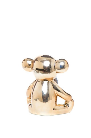 Bronze Bear with Rhinestone Bow Tie Piggy Bank - 8.5