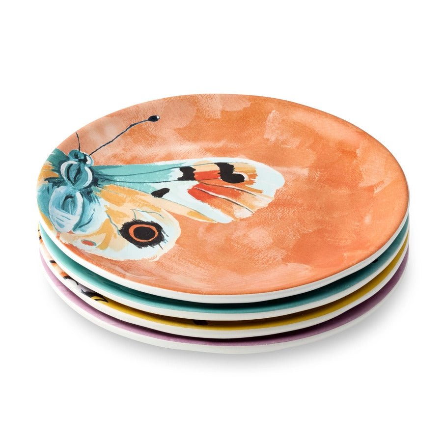 Butterflies Ceramic Dessert Plates - Set of 4 Assorted Designs - Anara Lifestyle