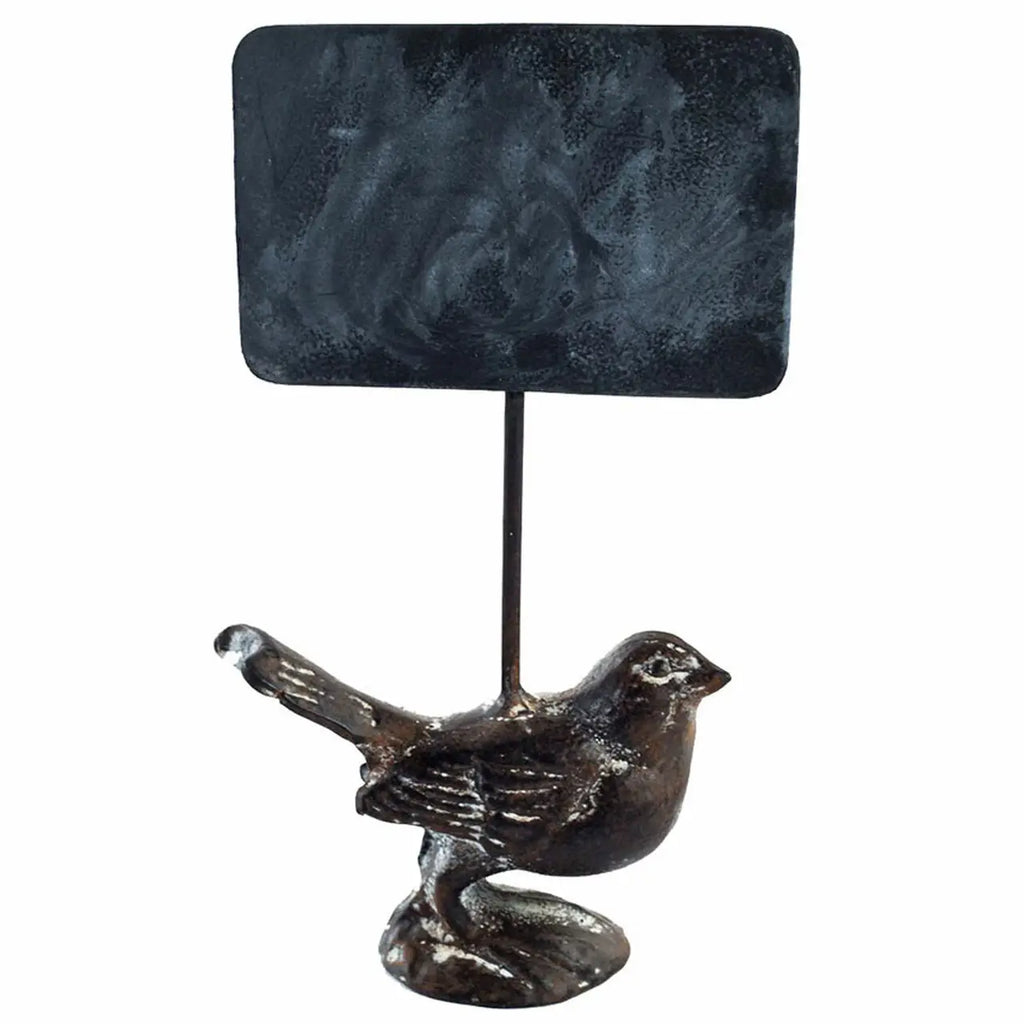 Cast Iron Bird with Attached Chalkboard Sign