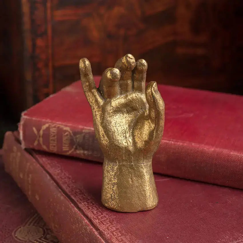 Pewter Gold-Leaf Saint Hand Figurine