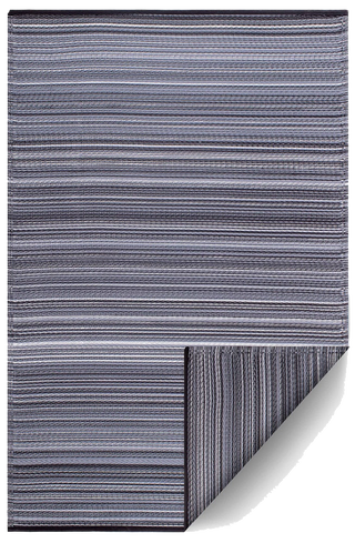 Cancun Midnight Striped Reversible Outdoor Patio Rug