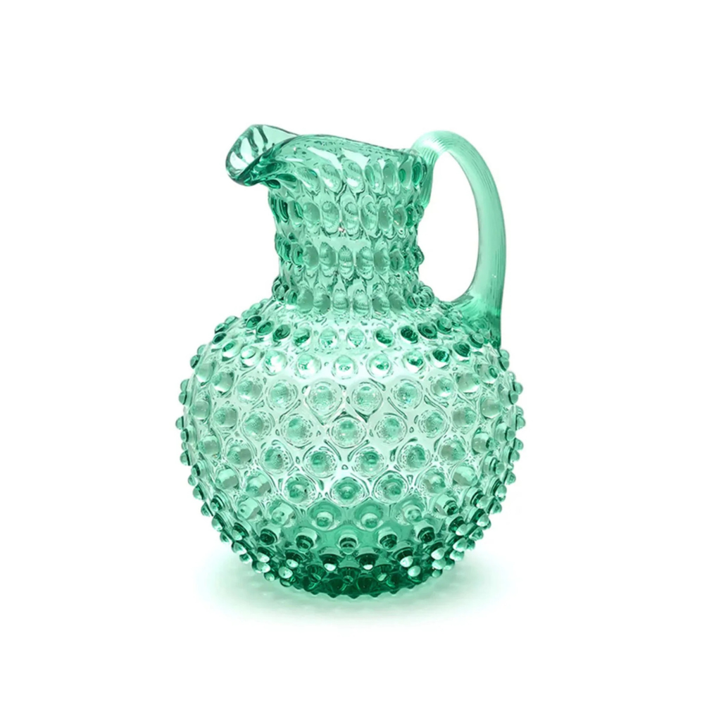 Hobnail Glass Jug in Capri Sea – 2 Liter