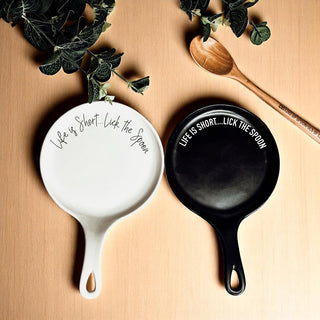 Funny Baking Spoon Rest with Wooden Spoon – Porcelain Kitchen Spoon Holder
