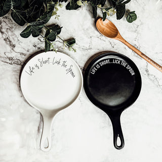 Funny Baking Spoon Rest with Wooden Spoon – Porcelain Kitchen Spoon Holder