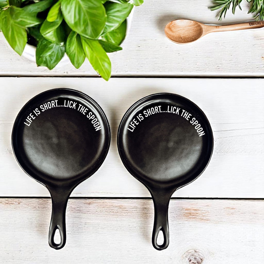 Funny Baking Spoon Rest with Wooden Spoon – Porcelain Kitchen Spoon Holder