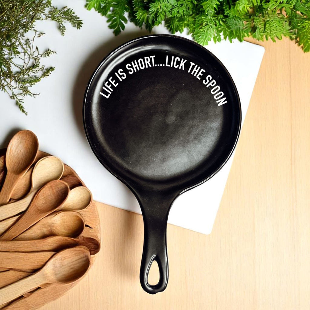 Funny Baking Spoon Rest with Wooden Spoon – Porcelain Kitchen Spoon Holder