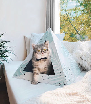Oasis Cardboard Cat Pyramid | Eco-Friendly Modern Cat Hideaway