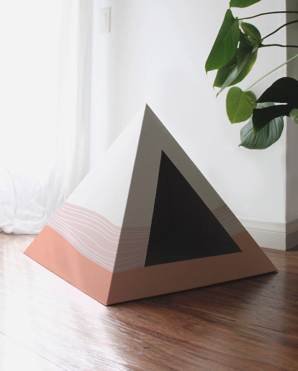 Wavey Cardboard Cat Pyramid | Modern Eco-Friendly Cat Hideaway