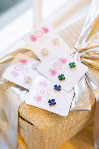 Catherine 18K Gold Plated Clover Stone Stud Earrings