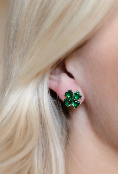 Catherine 18K Gold Plated Clover Stone Stud Earrings