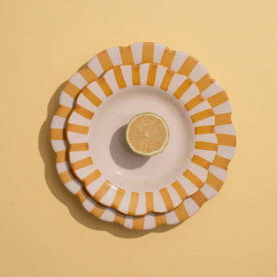 Ceramic Yellow Stripe Salad Plate