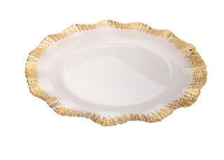 Elegant Scalloped Charger Plates with Gold Accents – Set of 4