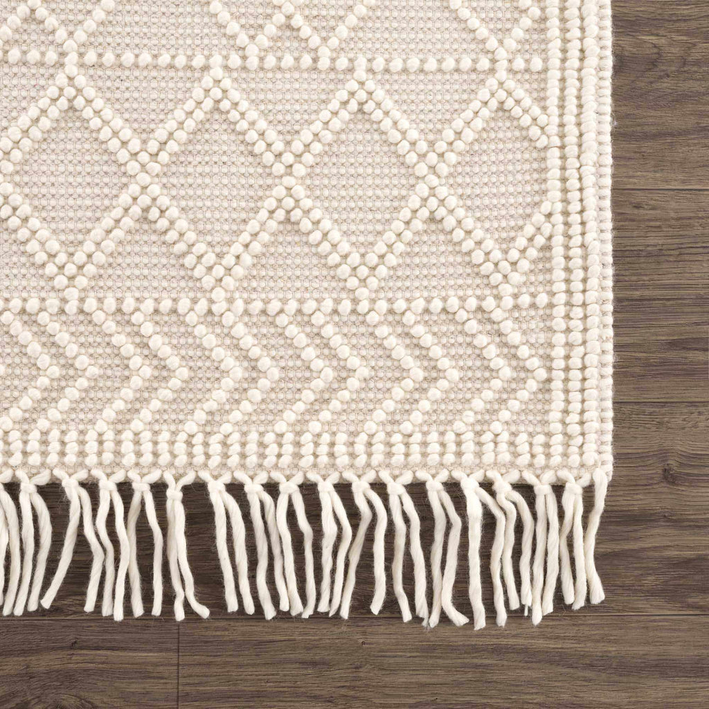 Ramsbury Beige Trellis Wool Rug – Premium Soft Wool Area Carpet
