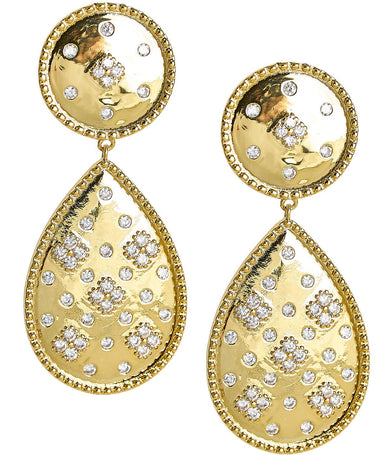 Celeste Earring - Gold and Rhinestone - 18k Gold Plated