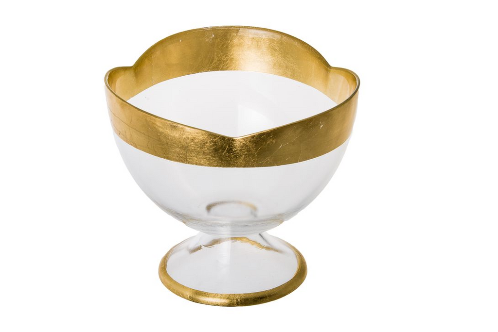 Elegant Gold Flower-Shaped Pedestal Bowl