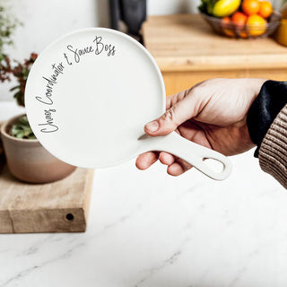 Chaos & Sauce Boss Spoon Rest with Wooden Spoon – Funny Porcelain Kitchen Gift