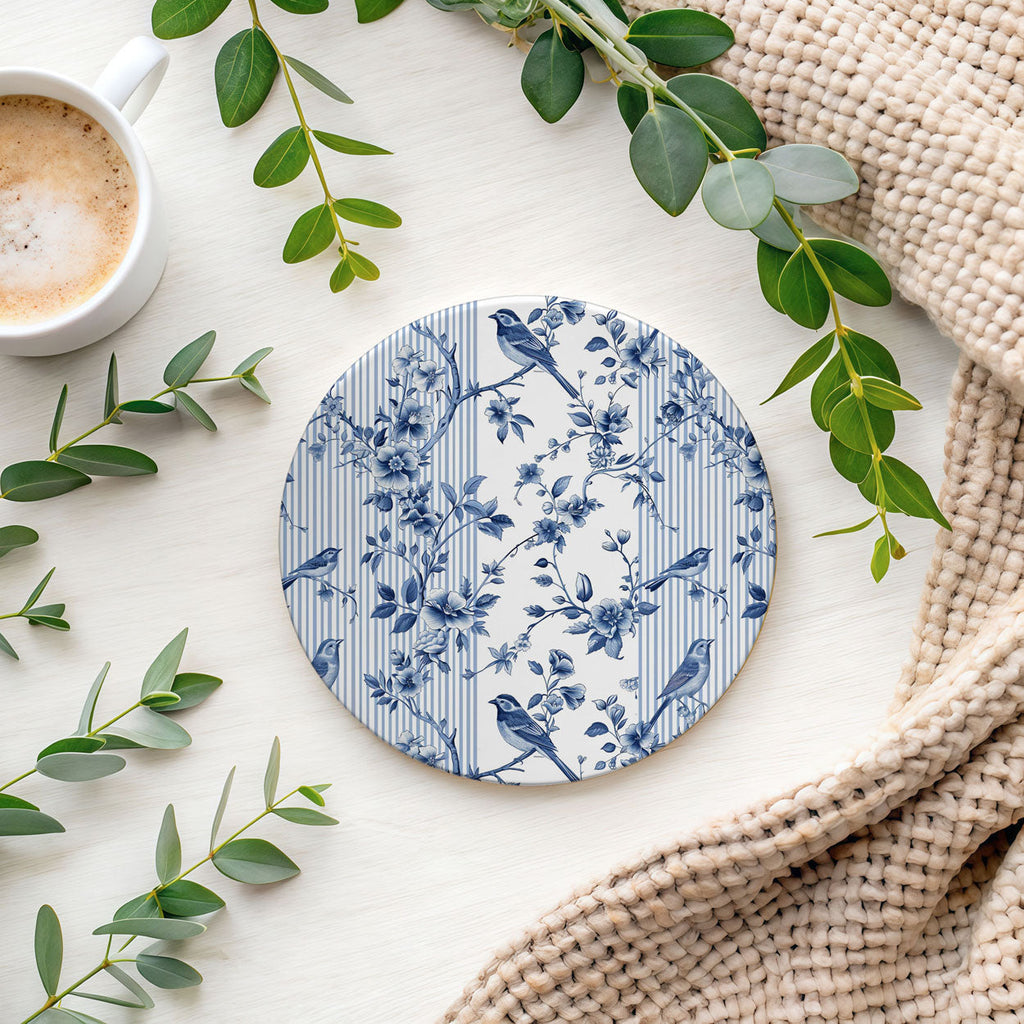 Blue & White Chinoiserie Ceramic Coasters – Classic Porcelain-Inspired Designs