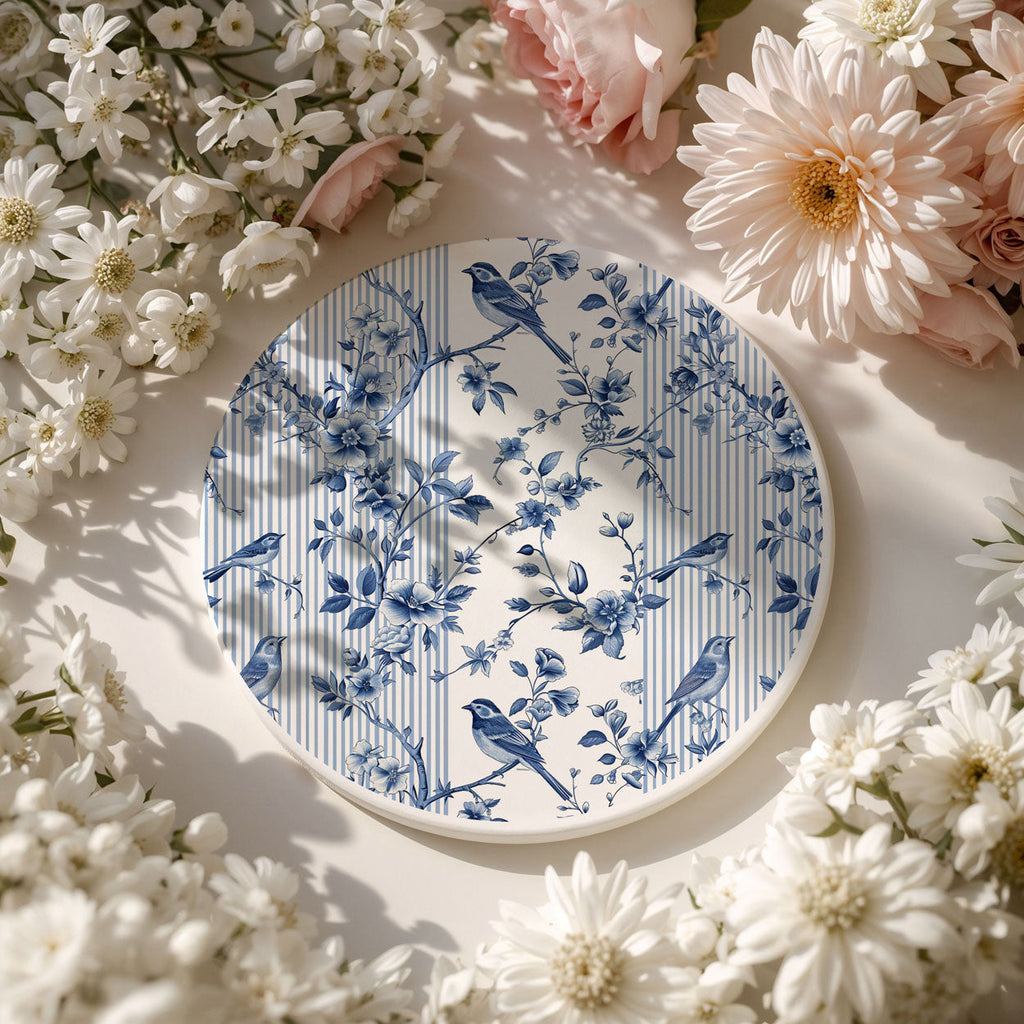 Blue & White Chinoiserie Ceramic Coasters – Classic Porcelain-Inspired Designs