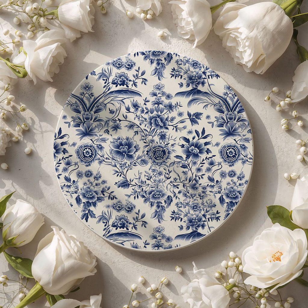 Blue & White Chinoiserie Ceramic Coasters – Classic Porcelain-Inspired Designs