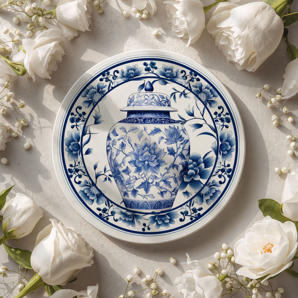 Blue & White Chinoiserie Ceramic Coasters – Classic Porcelain-Inspired Designs