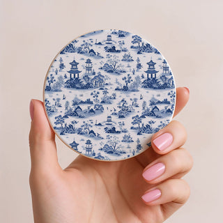 Blue & White Chinoiserie Ceramic Coasters – Classic Porcelain-Inspired Designs