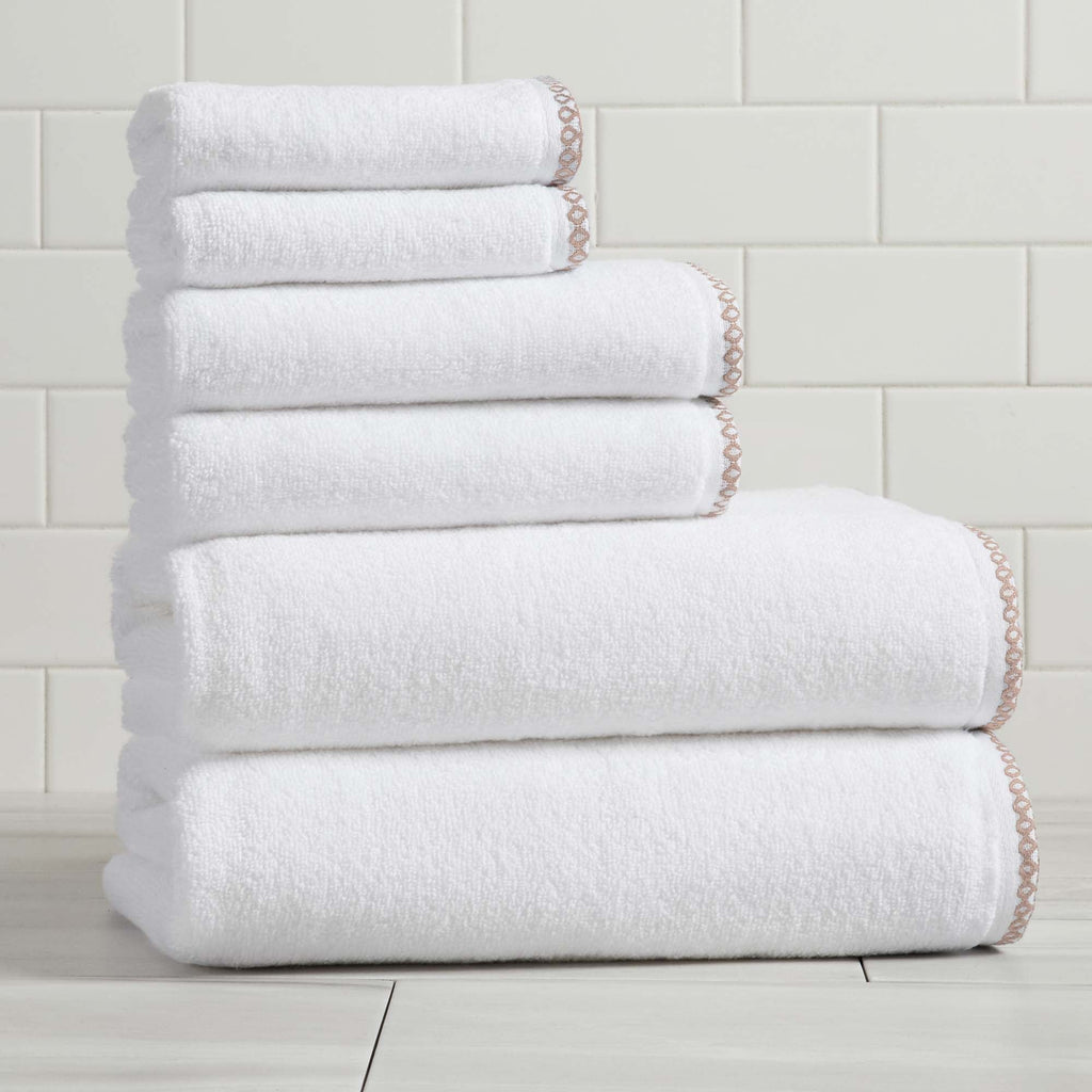 Elegant Cotton Border-Stitched Towel Set – Valery Collection (6-Piece)