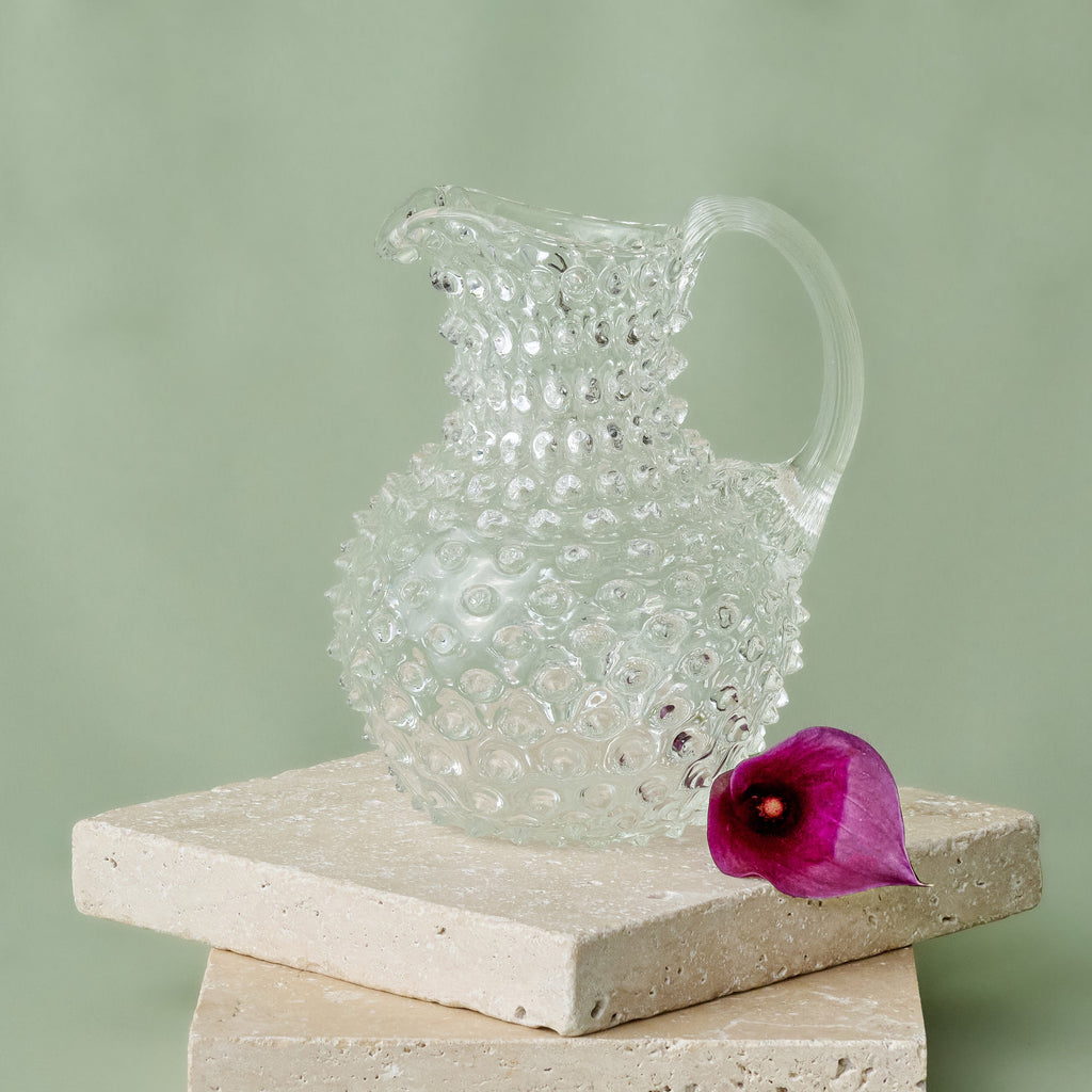Hobnail Glass Creamer Jug in Clear Quartz – 1 Liter