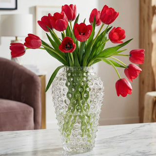 Hobnail Glass Vase in Clear Quartz – Barrel