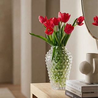 Hobnail Glass Vase in Clear Quartz – Barrel