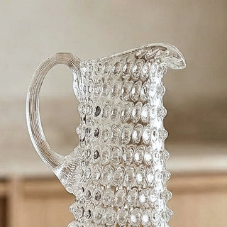 Hobnail Glass Jug in Clear Quartz – Tall 1.2 Liter