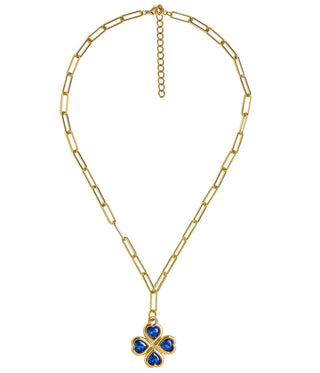 Jamie 18K Gold Plated Clover Paperclip Necklace