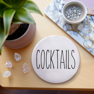 One Word Ceramic Coasters – Minimalist Bar & Coffee Table Collection (4