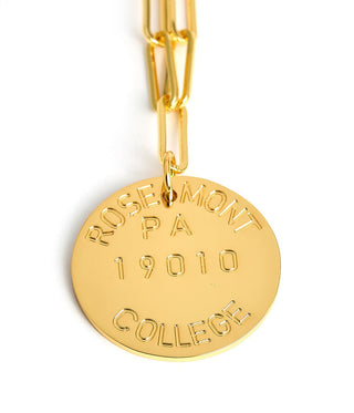 College Tag Charm Necklace - 18k Gold Plated Paper Clip Chain