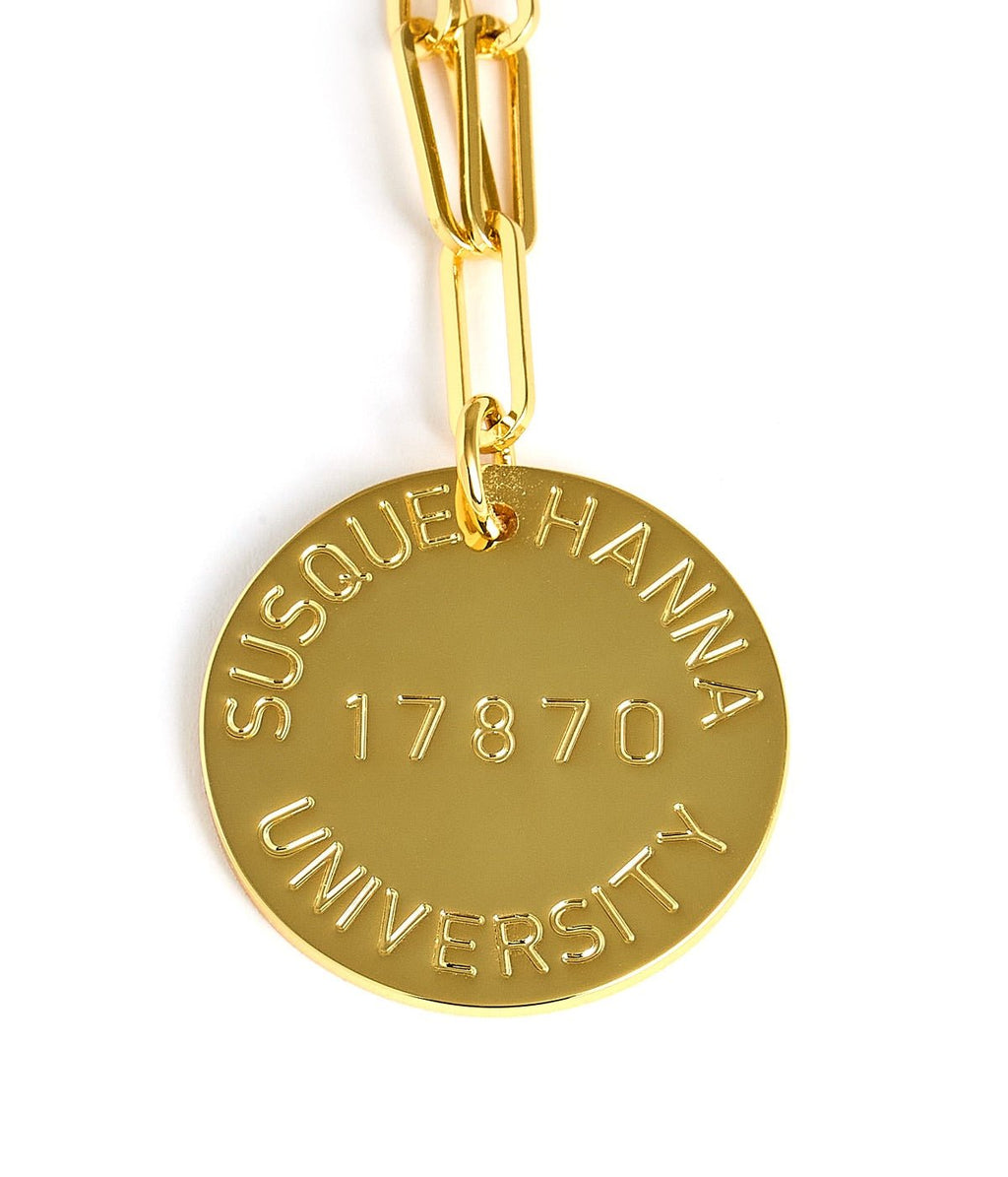 College Tag Charm Necklace - 18k Gold Plated Paper Clip Chain