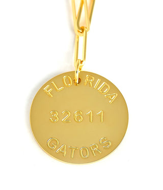 College Tag Charm Necklace - 18k Gold Plated Paper Clip Chain