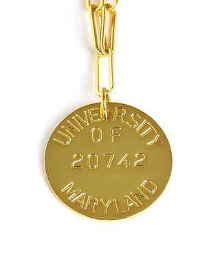 College Tag Charm Necklace - 18k Gold Plated Paper Clip Chain