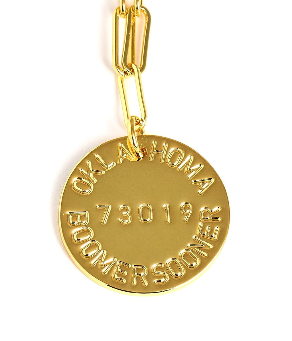 College Tag Charm Necklace - 18k Gold Plated Paper Clip Chain